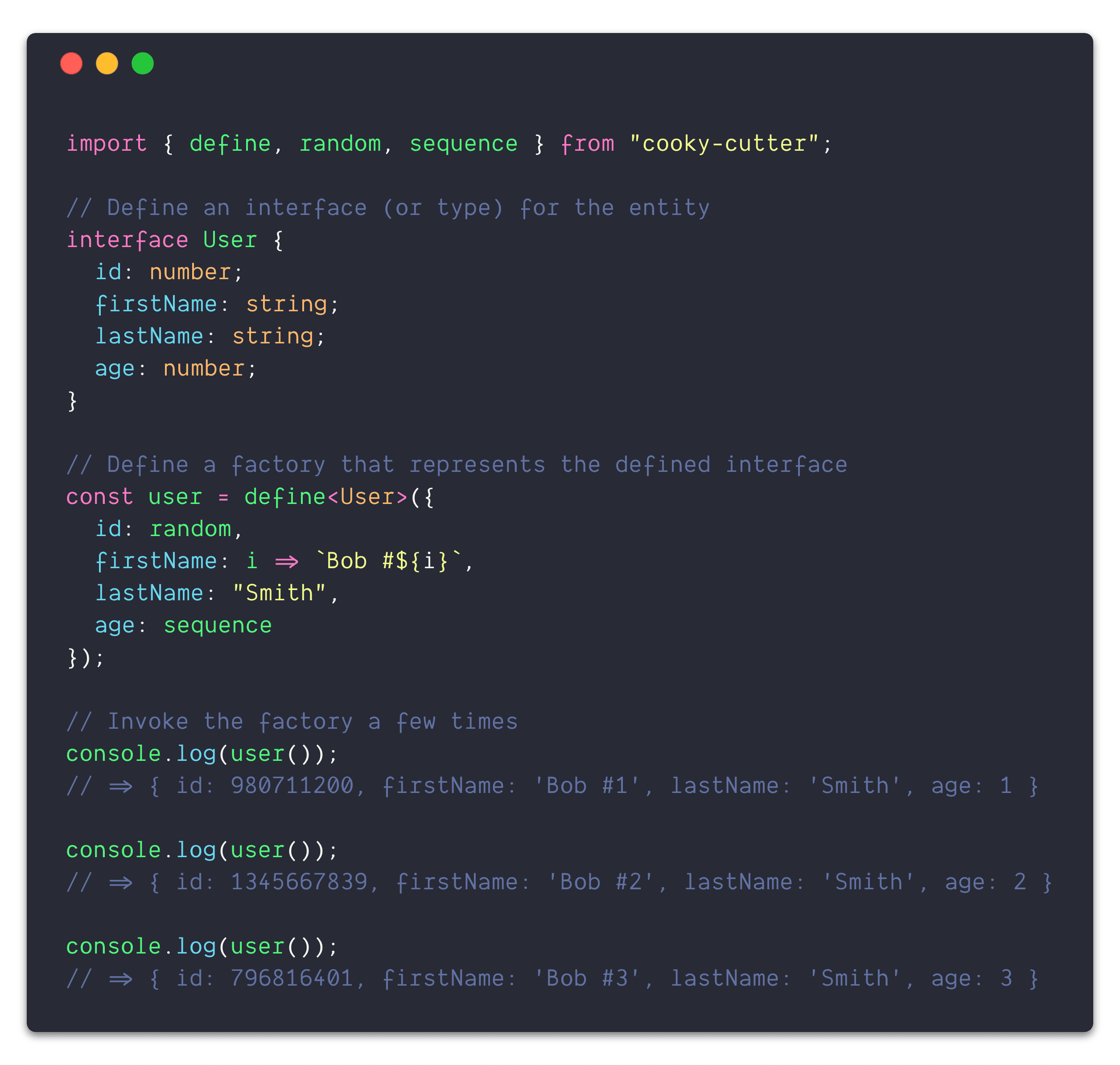 An example of defining a factory