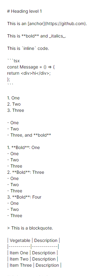 Raw formatting