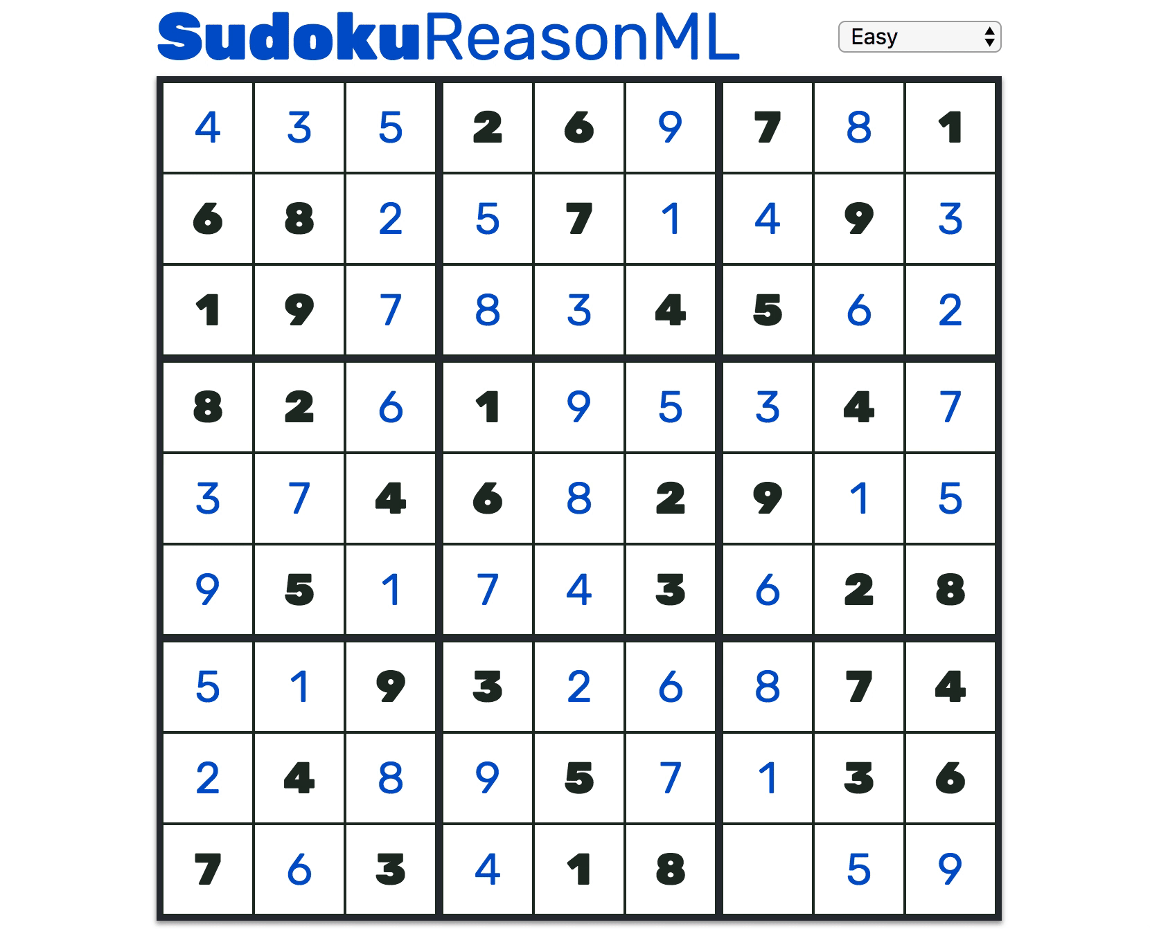 Demo of the Sudoku board